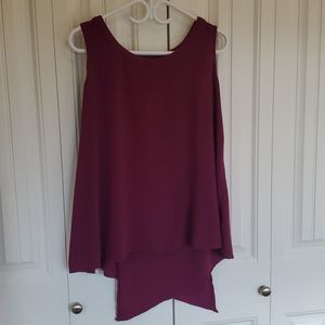 Split back claret-coloured tank top
